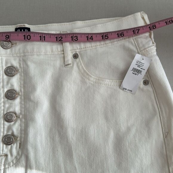 NWT GAP Women’s Rigid Denim A Line Button Fly Mini Skirt Pockets Frayed Hem 14T - Picture 7 of 10